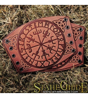 A Pair Leather  Bracers Armor Vegvisir Futhark Runes Vikings Compass Magic Stave Nordic 